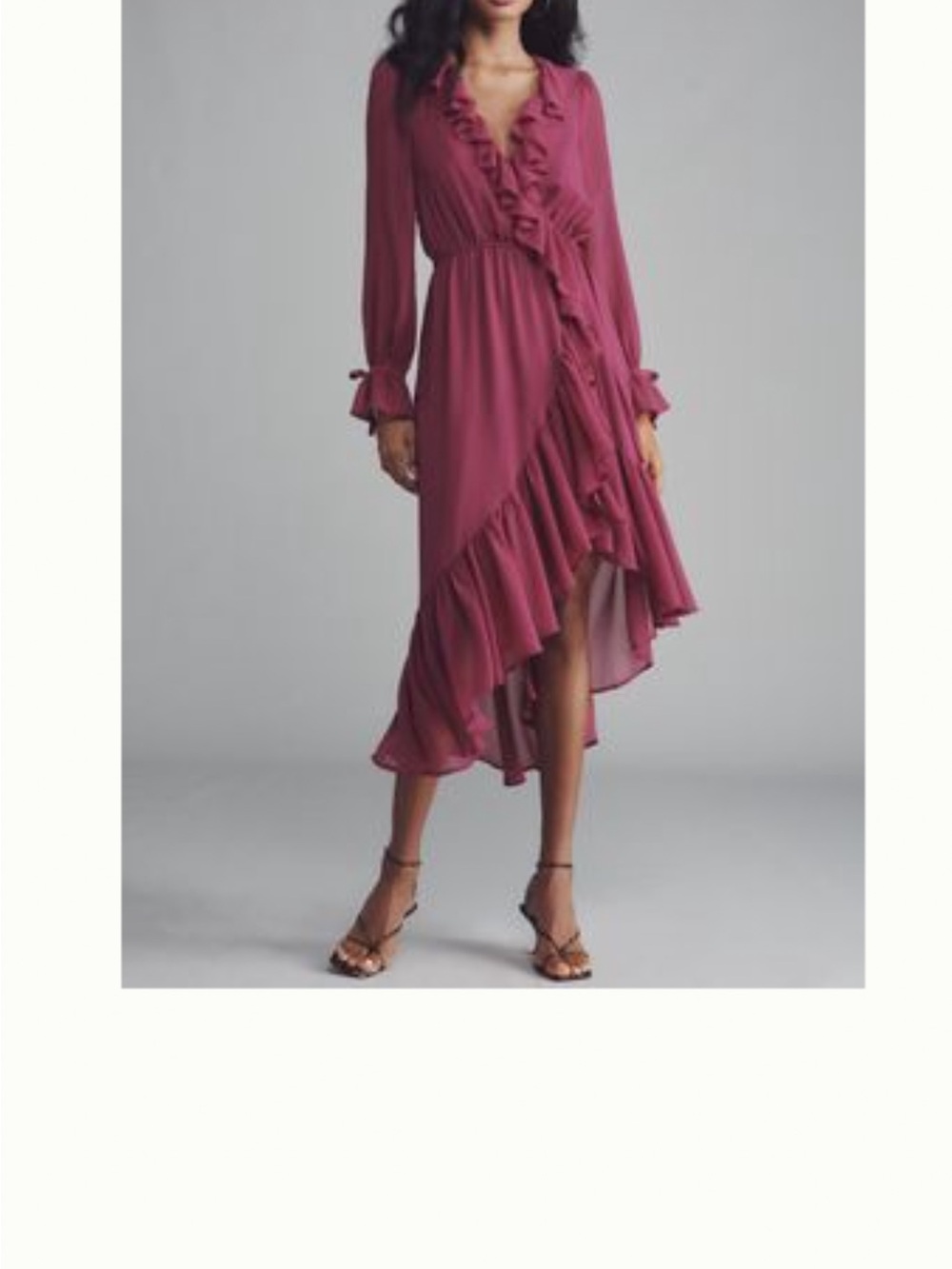 Anthropologie Ruffled High-Low Wrap Dress in Rose